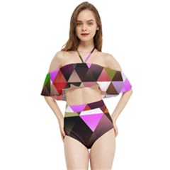 Abstract Geometric Triangles Shapes Halter Flowy Bikini Set  by danenraven