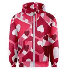 Pink Hearts Pattern Love Shape Men s Zipper Hoodie by danenraven