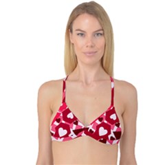 Pink Hearts Pattern Love Shape Reversible Tri Bikini Top