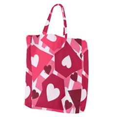 Pink Hearts Pattern Love Shape Giant Grocery Tote by danenraven