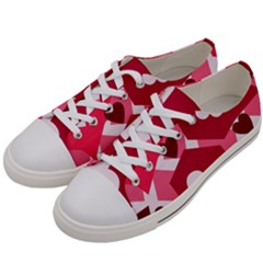Pink Hearts Pattern Love Shape Men s Low Top Canvas Sneakers