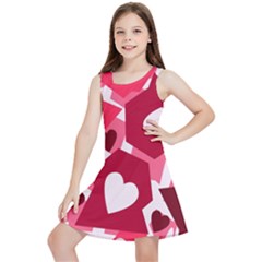 Pink Hearts Pattern Love Shape Kids  Lightweight Sleeveless Dress