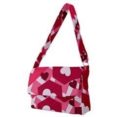 Pink Hearts Pattern Love Shape Full Print Messenger Bag (m) by danenraven