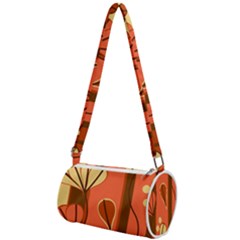 Amber Yellow Stripes Leaves Floral Mini Cylinder Bag by danenraven