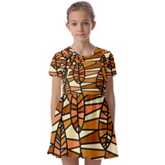 Autumn Leaf Mosaic Seamless Kids  Short Sleeve Pinafore Style Dress by danenraven