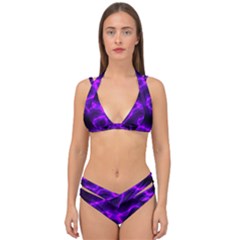 Purple Pattern Background Structure Double Strap Halter Bikini Set by danenraven