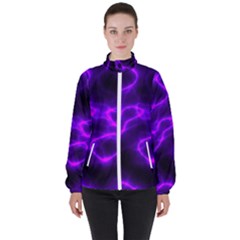 Purple Pattern Background Structure Women s High Neck Windbreaker by danenraven