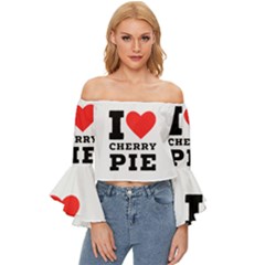 I Love Cherry Pie Off Shoulder Flutter Bell Sleeve Top by ilovewhateva