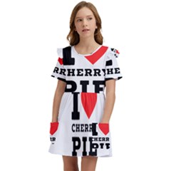 I Love Cherry Pie Kids  Frilly Sleeves Pocket Dress by ilovewhateva