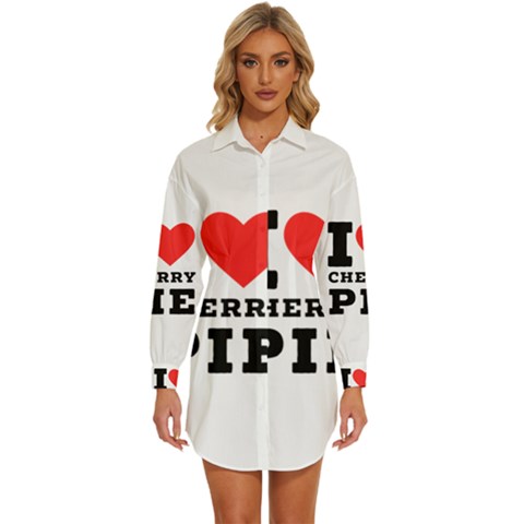 I Love Cherry Pie Womens Long Sleeve Shirt Dress by ilovewhateva