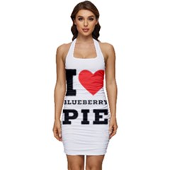 I Love Blueberry Sleeveless Wide Square Neckline Ruched Bodycon Dress by ilovewhateva