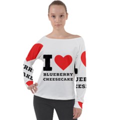 I Love Blueberry Cheesecake  Off Shoulder Long Sleeve Velour Top by ilovewhateva