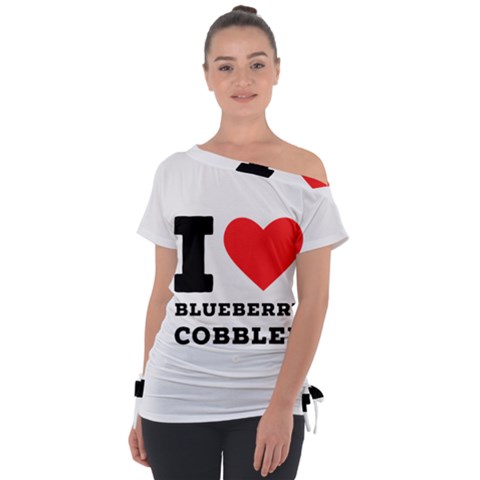 I Love Blueberry Cobbler Off Shoulder Tie-up Tee by ilovewhateva