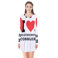 I Love Blueberry Cobbler Long Sleeve V-neck Flare Dress by ilovewhateva