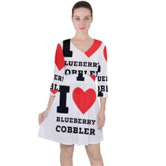 I Love Blueberry Cobbler Quarter Sleeve Ruffle Waist Dress by ilovewhateva