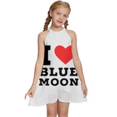 I Love Blue Moon Kids  Halter Collar Waist Tie Chiffon Dress by ilovewhateva