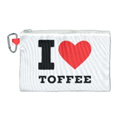 I Love Toffee Canvas Cosmetic Bag (large) by ilovewhateva