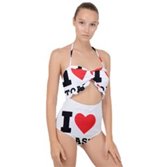 I Love Toast Scallop Top Cut Out Swimsuit by ilovewhateva