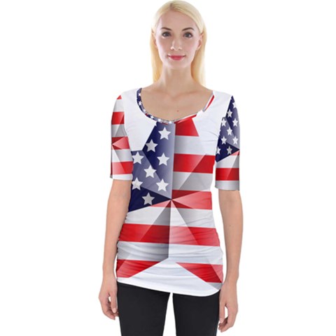 United States Of America Flag Of The United States Independence Day Wide Neckline Tee by danenraven