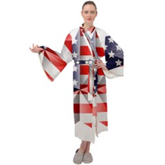 United States Of America Flag Of The United States Independence Day Maxi Velvet Kimono by danenraven