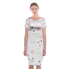 Spaceship Pattern Star Classic Short Sleeve Midi Dress by danenraven