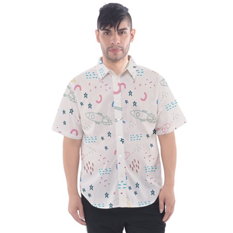 Spaceship Pattern Star Men s Short Sleeve Shirt by danenraven