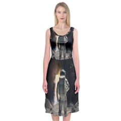 Astronaut Space Walk Midi Sleeveless Dress by danenraven