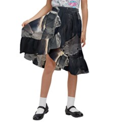 Astronaut Space Walk Kids  Ruffle Flared Wrap Midi Skirt