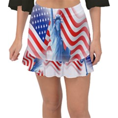 Statue Of Liberty And Usa Flag Art Fishtail Mini Chiffon Skirt by danenraven