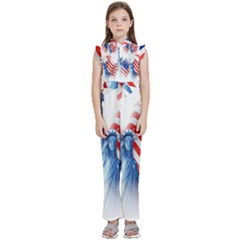 Statue Of Liberty And Usa Flag Art Kids  Sleeveless Ruffle Edge Band Collar Chiffon One Piece by danenraven