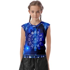 Astrology Horoscopes Constellation Kids  Raglan Cap Sleeve Tee