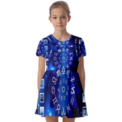 Astrology Horoscopes Constellation Kids  Short Sleeve Pinafore Style Dress by danenraven