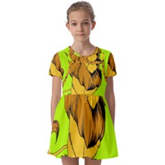 Lion Cartoon Parody Kids  Short Sleeve Pinafore Style Dress by danenraven