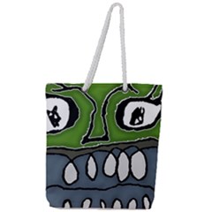 Extreme Closeup Angry Monster Vampire Full Print Rope Handle Tote (large) by dflcprintsclothing