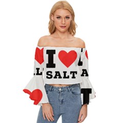 I Love Salt Off Shoulder Flutter Bell Sleeve Top by ilovewhateva