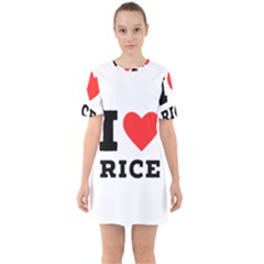 I love rice Sixties Short Sleeve Mini Dress