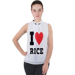 I love rice Mock Neck Chiffon Sleeveless Top