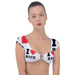 I love rice Cap Sleeve Ring Bikini Top