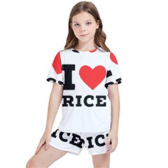 I Love Rice Kids  Tee And Sports Shorts Set by ilovewhateva