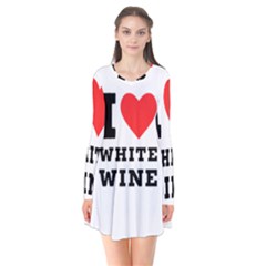 I Love White Wine Long Sleeve V-neck Flare Dress by ilovewhateva
