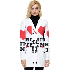I Love White Wine Button Up Hooded Coat  by ilovewhateva