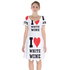 I Love White Wine Short Sleeve Bardot Dress by ilovewhateva