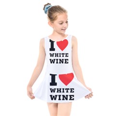 I Love White Wine Kids  Skater Dress Swimsuit by ilovewhateva