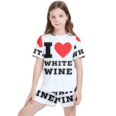 I Love White Wine Kids  Tee And Sports Shorts Set by ilovewhateva