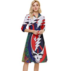 Grateful Dead Pattern Classy Knee Length Dress by Mog4mog4