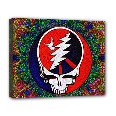 Grateful Dead Pattern Deluxe Canvas 20  X 16  (stretched) by Mog4mog4