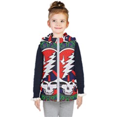 Grateful Dead Pattern Kids  Hooded Puffer Vest by Mog4mog4