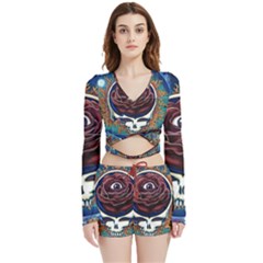 Grateful Dead Ahead Of Their Time Velvet Wrap Crop Top And Shorts Set by Mog4mog4