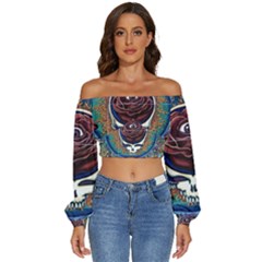 Grateful Dead Ahead Of Their Time Long Sleeve Crinkled Weave Crop Top