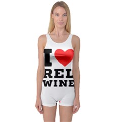 I Love Red Wine One Piece Boyleg Swimsuit by ilovewhateva
